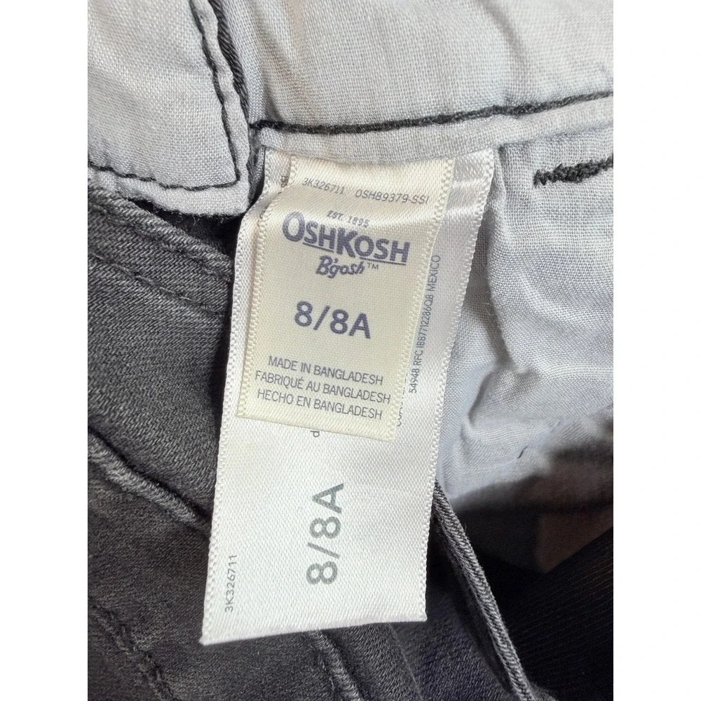 OshKosh B'gosh Denim Shortalls Kids‎ 8 Black Lace Trim Bib Overalls